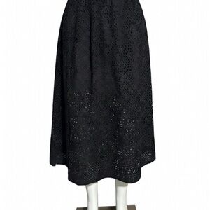 Totême Broderie Anglaise cotton midi skirt Black Eyelet Sz XS